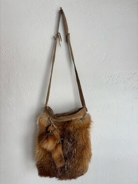 Real Fox Fur Crossbody Bag. Made in USA